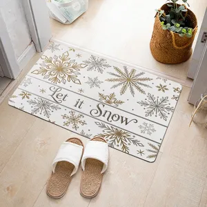 Paillasson de Noël imprimé avec motif de flocons de neige Let it Snow pour décoration de détail
