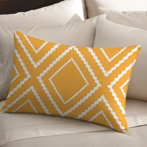 Böhmischer gelber Rauten Kissenbezug für Sofa Couch Hotel Dekoration Zierkissen.