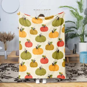 Gemütliche Halloween Kürbis Flanell Decke, weicher Retro Kuscheldecke Überwurf für Bett und Sofa.