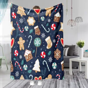 Kerstmis thema print flanellen deken zacht en warm gezellig plaid voor de bank en het bed