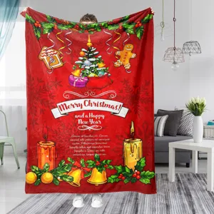 Kerst bedrukte flanellen deken detailweergave met een prachtig feestelijk rood patroon.