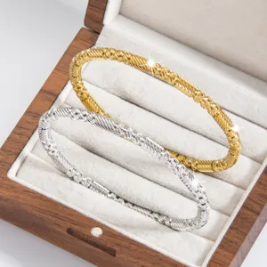 Minimalistisch Titanstahl Perlen Armband PVD Vergoldet Leicht Luxus INS Stil Geometrisch Armreif Schmuck Für Damen
