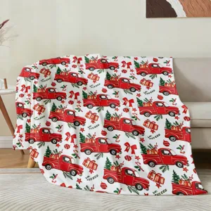 Manta de Franela Navideña Estampada Manta de Sofá Papá Noel Festivo Hogar Cálido Chal de Aire Acondicionado Regalo