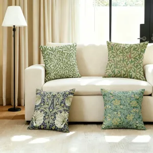 Morris vintage floral throw pillow cover, European botanical decorative cushion for sofa living room.