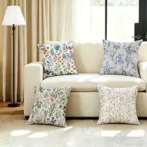 Botanical Floral Decorative Pillow Cover Polyester Cushion Case For Sofa Bed Living Room Home Decor