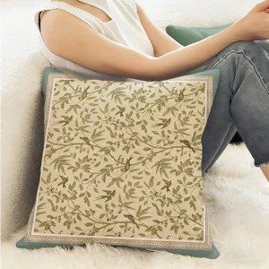 Vintage botanical bird pillow cover short plush decorative cushion for living room sofa bedroom