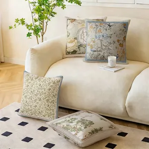 Vintage Plant Flower Bird Throw Pillow Cover Short Plush Cushion Case For Living Room Bedroom Home Decor