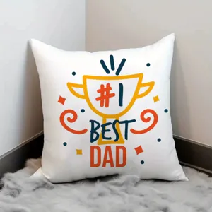 Father's Day decorative throw pillow cover, cute best dad trophy print cushion case for sofa.