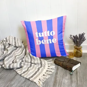 Funda de cojín de rayas coloridas estilo nórdico con estampado de letras italianas