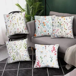 Funda de cojín floral botánica acuarela boho funda de almohada para sofá decoración detalle