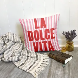 Cojín decorativo a rayas nórdicas con impresión de letras italianas para el hogar