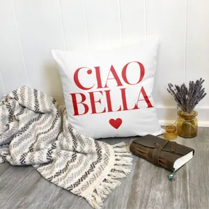 Cojín decorativo de estilo nórdico con impresión de letras italianas, cojín acogedor para sofá.