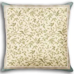 Vintage botanical bird cushion cover short plush throw pillow case for sofa home decor