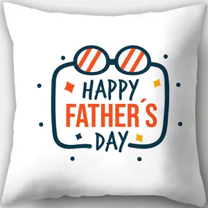 Father's Day white throw pillow cover with printed glasses pattern for cozy sofa couch home decor.