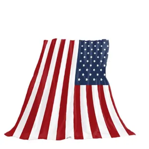 Couverture flanelle drapeau americain theme national impression douce chaude literie