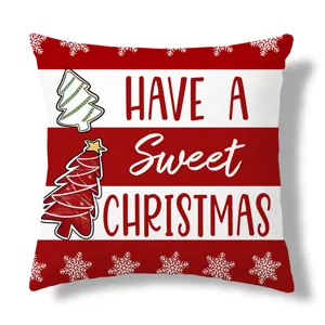 Funda de cojin de Navidad rojo blanco a rayas cojin decorativo sofa decoracion del hogar