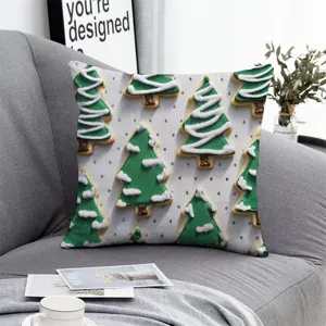 Christmas tree cookie pattern throw pillow cover, soft sofa cushion case for office car home decor.