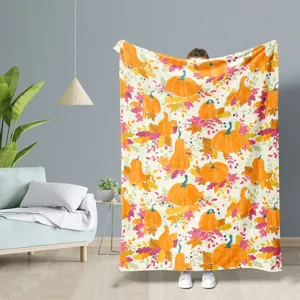 Couverture en flanelle de citrouille d'automne douce et chaude pour sieste bureau confortable