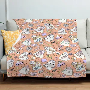 Bonita manta de forro polar Halloween fantasma, suave manta calida y acogedora para sofa cama hogar