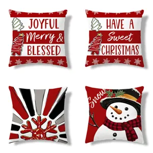 Funda de Cojín de Copo de Nieve de Navidad Estilo Nórdico Funda de Almohada Decorativa para Sofá Cama Sala de Estar Decoración del Hogar