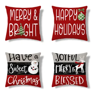 Navidad Vacaciones Decorativo Funda de Cojín Festivo Copo de Nieve Alce Estampado Funda de Cojín Para Sofá Sala de Estar Decoración