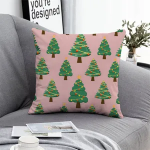 Christmas throw pillow cover pink pixel tree festive cushion case for sofa home decor