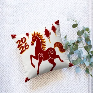 Funda de cojín decorativa caballo rojo Año Nuevo Chino 2026 para sofá decoración hogar