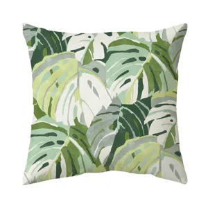 Housse de coussin tropicale verte motif de feuilles de palmier deco salon nordique neu