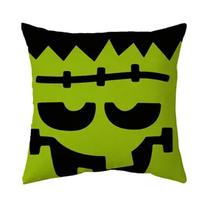 Funda de cojín Halloween Frankenstein, funda decorativa verde brillante para sofá.