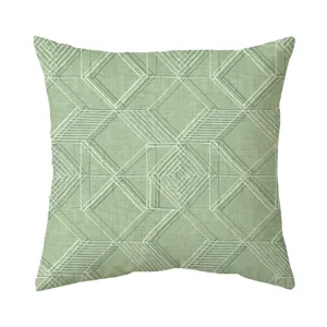 Housse de coussin verte à motif géométrique, élégant coussin de canapé pour décoration.