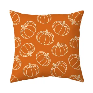 Halloween autumn pumpkin line print pillow cover, decorative cushion cover for living room.