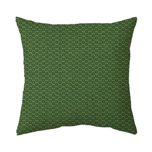 Detailed view of the dark green geometric hexagonal patterned throw pillow cover fabric texture.