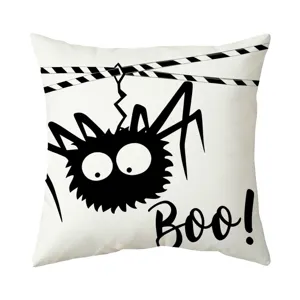 Funda de cojin de araña de Halloween blanca decorativa para sofa decoracion del hogar.