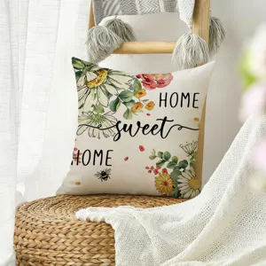 Funda de cojín margarita abeja acuarela floral funda de almohada sofá decoración del hogar