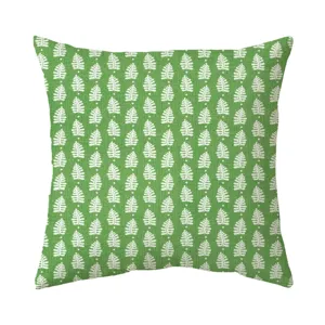 Green botanical leaf print throw pillow cover decorative square cushion case soft fabric