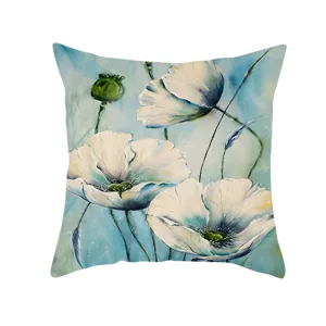 Fodera per cuscino decorativo floreale dipinto a olio blu vintage divano soggiorno