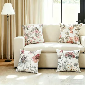 Vintage Rose Butterfly Throw Pillow Cover American Country Floral Sofa Cushion Polyester Home Decorative Pillowcase
