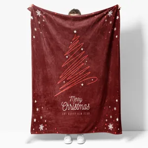 Christmas red flannel blanket for cozy home nap sofa use and holiday gift giving soft warm throw