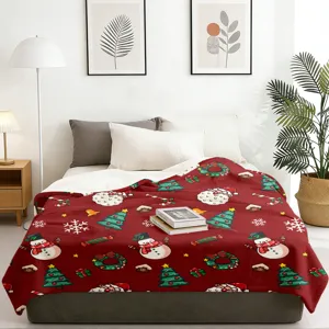 Christmas red flannel blanket soft cozy throw for bed sofa holiday home decor gift