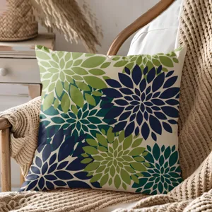 Bohemian dahlia flower throw pillow cover, stylish cushion case for home sofa bed decor.