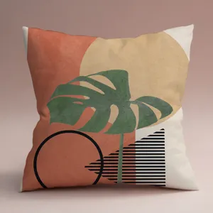 Housse de coussin geometrique Monstera style Morandi moderne pour decoration de salon 1pc