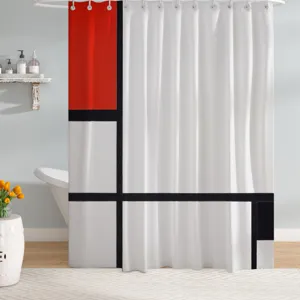 Cortina de ducha arte moderno geométrico abstracto baño tela impermeable detalle