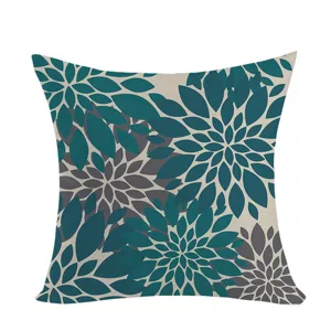 Close-up detail of the bohemian style dahlia flower throw pillow case fabric texture.