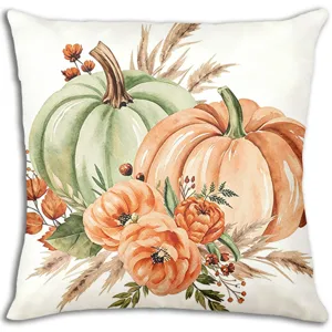 Fodera cuscino zucca acquerello autunno per divano accogliente e decorazione camera.
