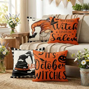 Halloween Dekorativer Kissenbezug Gruselig Kürbis Hexe Zierkissenhülle Festival Heimdekoration Polyester Kissenbezug