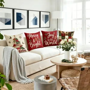 Christmas throw pillow covers vintage plaid gingerbread tree decorative cushion covers
