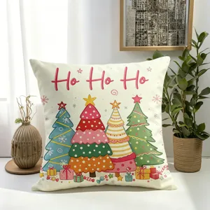 Rosa süßer Weihnachtsbaum Kissenbezug, festliche Cartoon Feiertag Kissenhülle Deko.