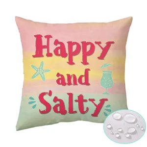 Summer beach watercolor waterproof polyester cushion cover resort style outdoor sofa pillowcase