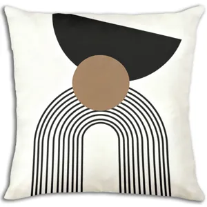 Vue détaillée de la housse de coussin géométrique abstraite moderne avec art minimalista noir et.