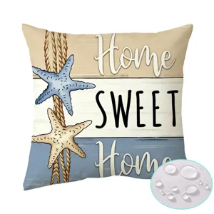 Housse de coussin étanche style marin avec beau motif d'étoile de mer en polyester